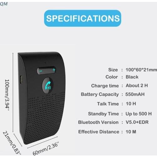 13MF Wireless Car Bluetooth V5.0 Bluetooth Handsfree Car Kit Wireless Bluetooth Speaker Phone Sun Visor Clip Speakerphone