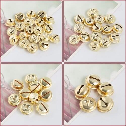 20Pcs 16/18/20/26mm Gold Plated Jingle Bell Iron Pentants Bracelets Christmas Tree Ornaments Decorations Party DIY Accessories