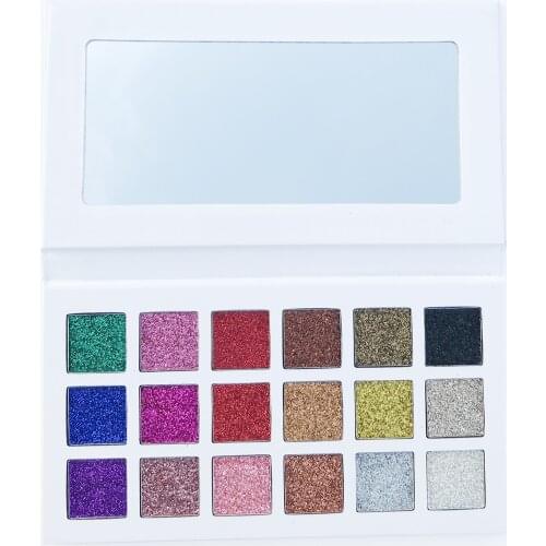 18 Colors Metallic Glitter Eyeshadow Pallete Private Label Shimmer Satin Eye Shadow Pallete Colorful High Pigment Eye Glitter