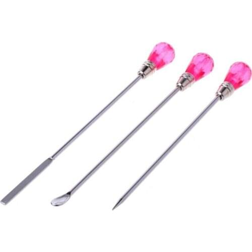3PCS Muddler Poke Needle Spoon Tool DIY Craft Silicone Resin Mold Jewelry Making Tool Stirring Bar Bubble Needle Powder Spoon