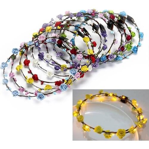 Glowing Garlands Lights Flower Headwear Headband Wreath Carnival Party Supplies LED Hair Accessories For Girl Gift