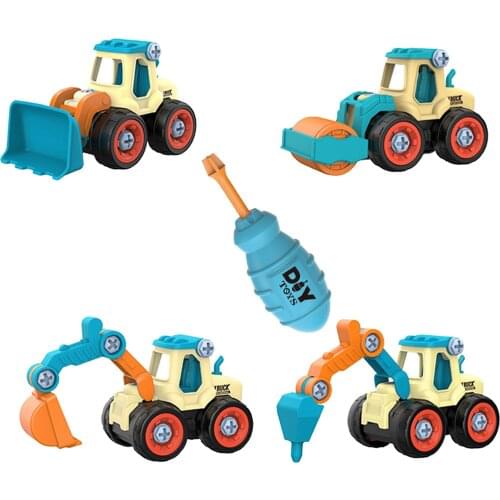 4x Construction Engineering Truck Excavator Bulldozer Tool Model for Boy Kid