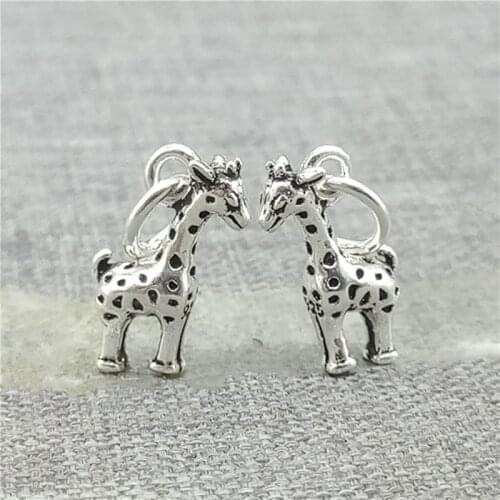 6 Pieces 925 Sterling Silver Small Giraffe Charms Zoo for Bracelet Necklace