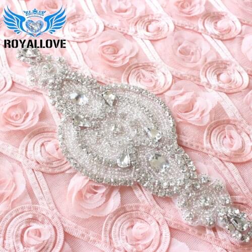 30pcs/lot Big Size Motif Beaded bridal rhinestone applique with hot fix crystals for wedding dresses waist belts sashes DIY trim