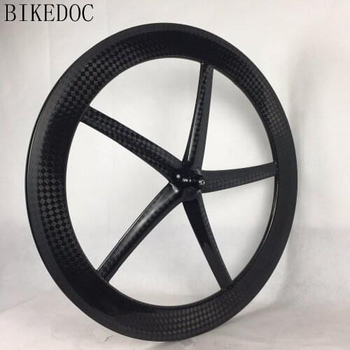 BIKEDOC carbon 5 spoke wheels fixed gear carbon five wheel 700C tubular/clincher Carbon road 5 Spoke Track Bicycle Wheel