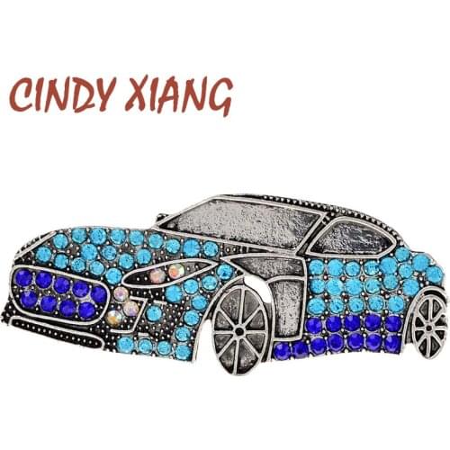 CINDY XIANG New 5-color Rhinestone Car Brooches For Women And Men Funny Creative Party Casual Brooch Pins Good Gift High Quality