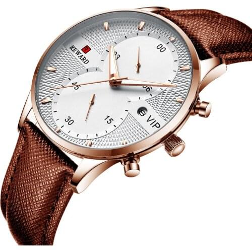 REWARD Mens Watches Waterproof Quartz Chronograph Watch Calendar Business Watch Gift Clock Zegarek Damski