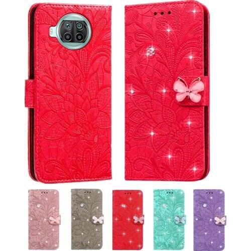 Case For Xiaomi 11 Case Redmi Note 10 10S 9 9T 8T 10T Pro Max Lite 5G Diamond Lace Leather Flip Wallet Leather Cover Phone Case