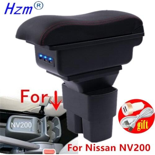 For Nissan NV200 Armrest box Retrofit parts Interior Car Armrest Storage box accessories Retrofit parts USB LED
