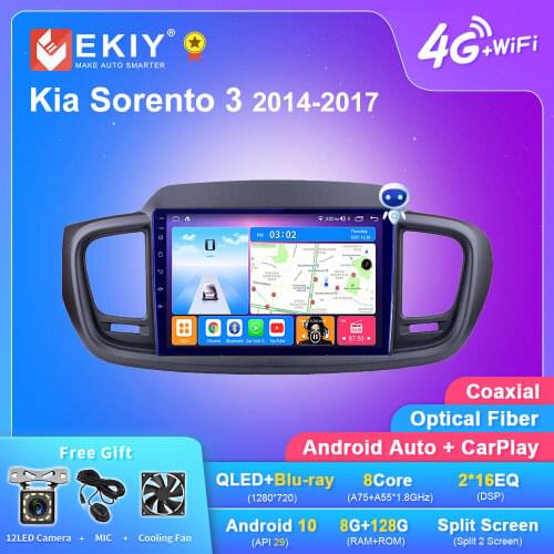 EKIY DSP IPS Android 10 Car Multimedia Player 6G+128G For Kia Sorento 3 2014-2017 Auto Radio Stereo GPS Navi Wifi USB Carplay HU