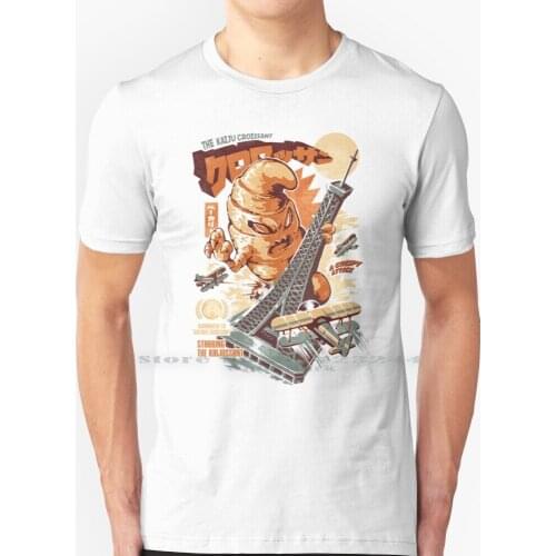 The Kaijussant T Shirt 100% Pure Cotton Croissant Baker Bakery Bread Food Japan Japanese Kaiju Monster Retro Cinema Movie