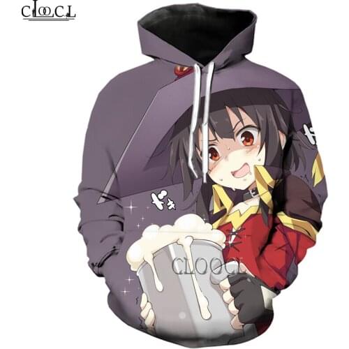 HX Newest Anime Girl Megumin Konosuba 3D Print Men Women Tracksuit Hoodie Unisex Harajuku Hip Hop Style Tops Drop Shipping