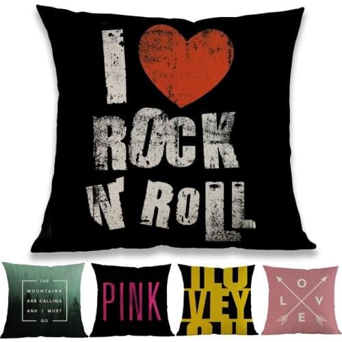 Individual Personalities English Quotes Letter Love Rock Home Decoration Cushion Cover Sofa Room Studio Chair Throw Pillow Case