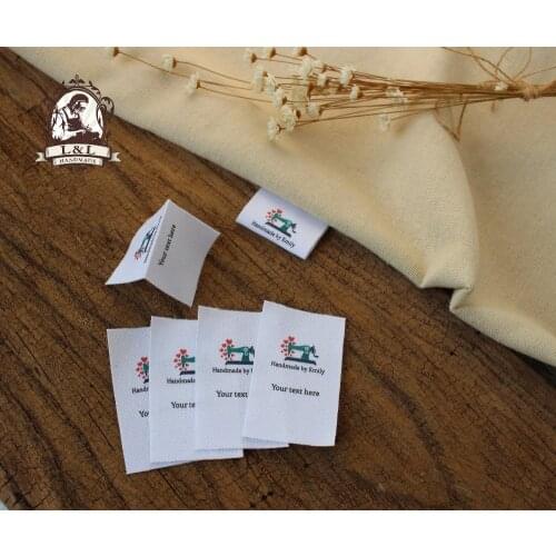 Custom Folded Sewing Labels, Handmade labels, Country, name, date, manufacturing area... Cotton Ribbon Tags (MD528)