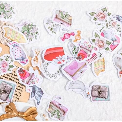 Journamm 46pcs/lot Flower Butterfly Plants Aesthetics Boxed Stickers Gift Packaging Planner Scrapbooking Decorative Stationery