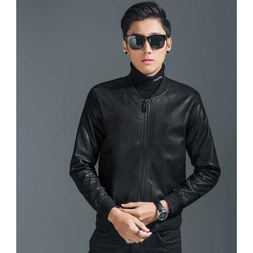 Bomber Jacket Fashion Men Motorcycle PU 2020 New O-neck Fighter Pilot Outerwear Mans Faux Leather Coat JK8080