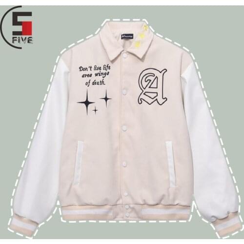 Hip Hop Patchwork Embroidery Furry Baseball Jacket Mens Harajuku Outdoor Streetwear Letter Print Loose Jackets 2021 Couple Coat