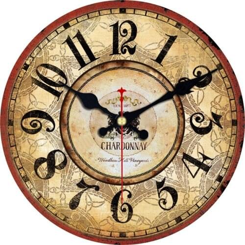 RIHE Brown Retro Pattern Non-Ticking Wooden Cardboard Wall Clock for Home Kitchen Office,Silent Sweep Wall Clock for Decorative
