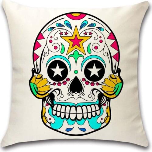 Skull Day of the dead pattern Polyester silk Cushion Cover decorative Home sofa chair car seat friend kids room gift pillowcase