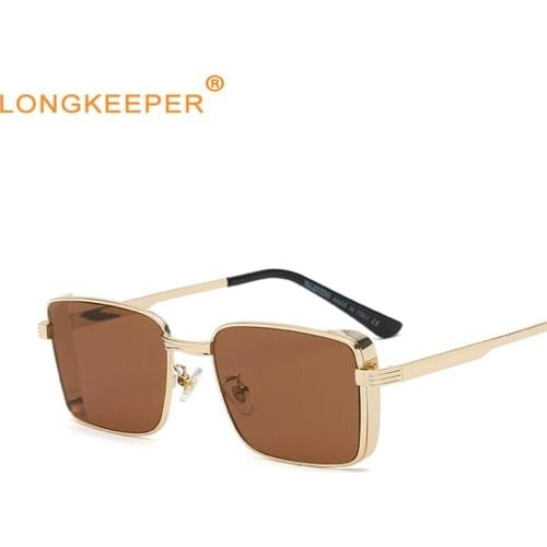 2021 Classic New Punk Sunglasses Women Vintage Square Metal Sun Glasses Fashion Brand Designer Outdoor Goggles Gafas De Sol