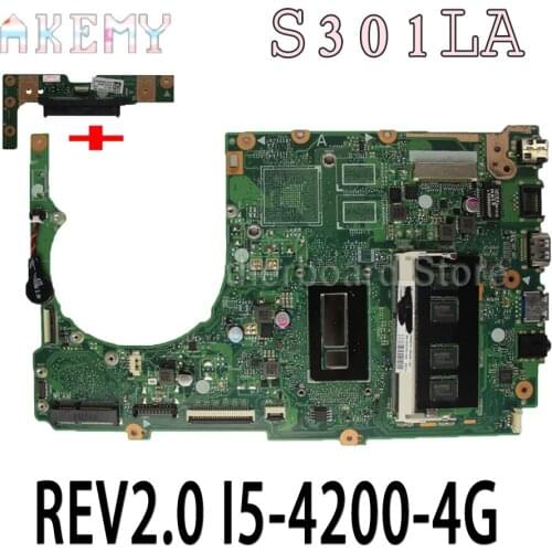 Send board+S301LA Motherboard REV2.0 I5-4200-4G For Asus Q301L S301L Laptop motherboard S301LA Mainboard S301LA Motherboard