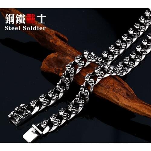 Steel soldier devil punk skull stainless steel necklace men exquisite popular unique chain personality jewelry as gift