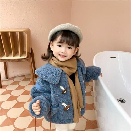 Girls' Coat Babys Kids Jacket 2021 Blue Thicken Winter Autumn Top Warm Cardigan Overcoat Cotton Childrens Clothing