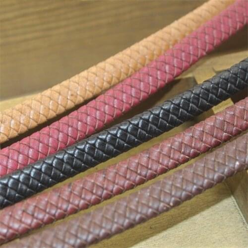 1m 10x5mm Flat Braided Genuine Leather Cord Black Coffee Brown Cow Leather Cords String Rope Bracelet Findings Diy Jewelry
