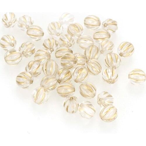 Miasol 100 Pcs 7*8 MM Plating Transparent Acrylic Antique Design Spacers Stripe Round Beads For DIY Jewelry Making
