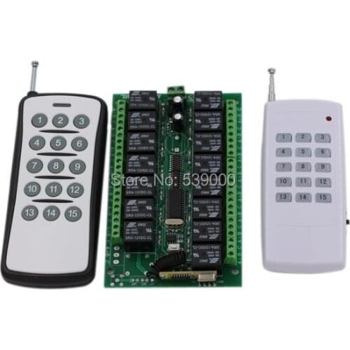 DC12V RF Remote Control Switch System 15CH Channel 315Mhz Relay Wireless Receiver Transmitter