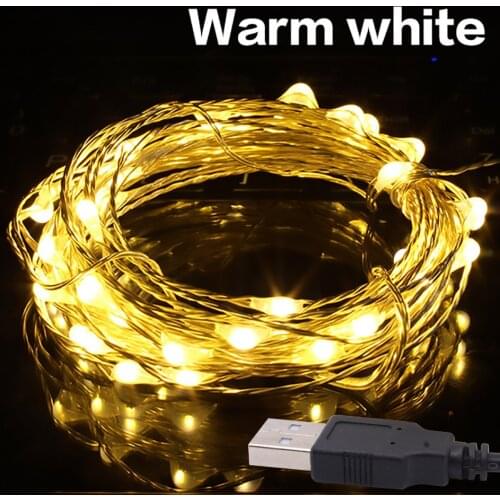 2M 5M 10M LED String Lights Silver Wire Garland Powered by 5V Battery USB Fairy light Home Christmas Wedding Party Decoration