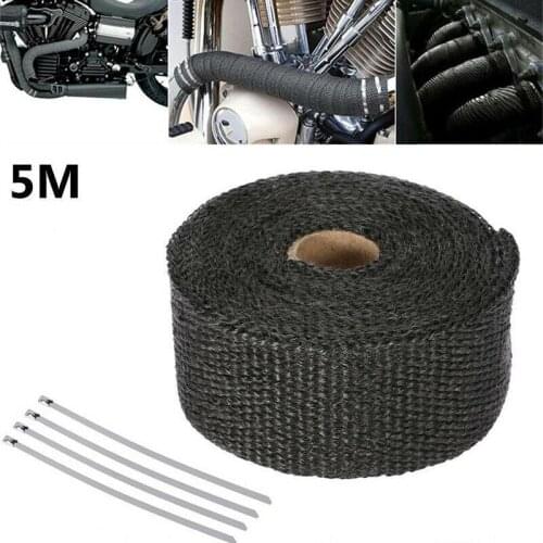 5M Motorcycle Exhaust Heat Shield Header Pipe Heat Wrap Tape Thermal Protection+ 4 Ties Kit Exhaust Pipe Insulat