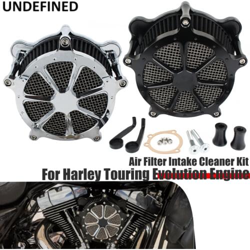 Motorcycle Air Filter Air Cleaner Intake System Kits Venturi Cut Black for Harley Dyna EVO Softail Touring Road Street Glide FLH