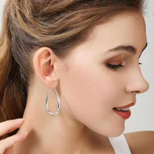 Oval Circle Earrings Small Big Circle Women Hoop Earrings Woman Exaggerated Hoop Ear Loop Smooth Ring Round Earring 4*2.7cm New