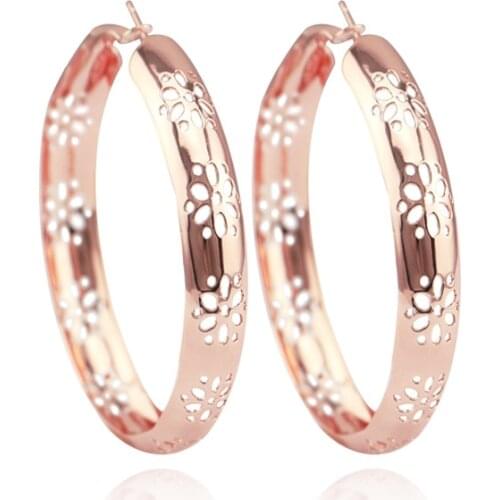Flower Bloom Hoop Earrings Bulk Hollow Stud Women Iced Out Bling Trendy Jewelry PCE05