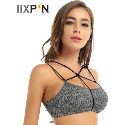 Women Ballet Bra Top Fitness Sport Yoga Bras Gymnastic Leotard Front Crossed Detail Pullover Workout Running Gym Yoga Sports Bra