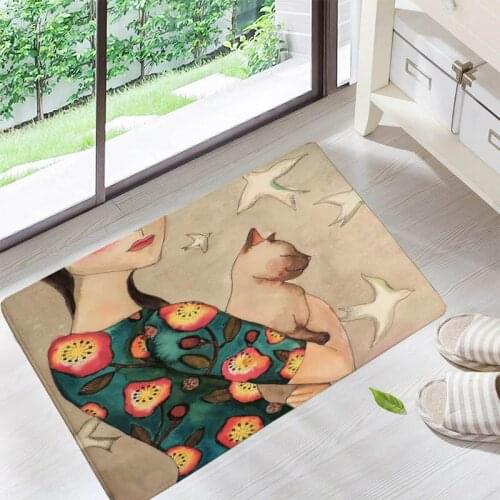 Ladies with Flowers In Hair Floor Doormats Living Rooms Anti-slip Carpet for Home Balcony Bedroom Bathroom Rug Entrance Door Mat