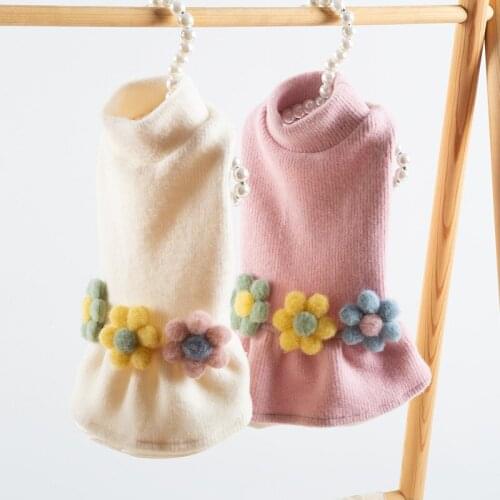 Winter Pet Dog Wool Dresses Girl Dog Clothes Skirt Puppy Clothes Girl Costume Dresses for Dogs Chihuahua Puddle Dresses Clothes