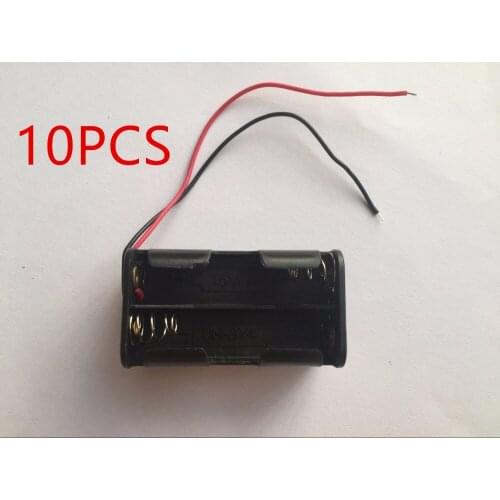 10PCS Black Practical 2-slot 4 x AA Battery Back To Back Holder Case Box With Wire Leads
