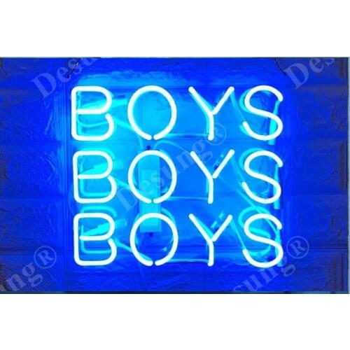 14"x10" Boys Boys Boys Blue Custom Acrylic Neon Light Lamp Sign Bar Handmade Real Glass Decorate Home Wall Room Decor Bedroom