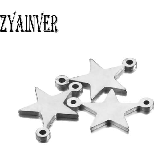 20pcs/lot DIY Stainless Steel Double Hole Five-pointed Star Pendant Connector Charm Findings Jewelry Making Accessories Findings