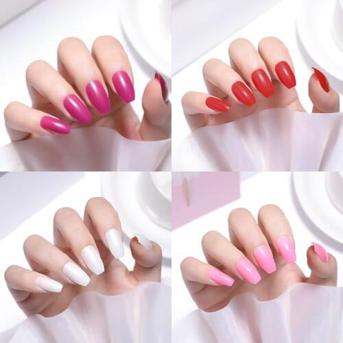 24pcs Short Ballet Artificial Fake Nails Stick-on Removable Acrylic Fake Nails Professional Nail Art Accessories Tips