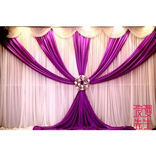 3M x 6M Wedding Backdrop with Purple swags Stage Decoration