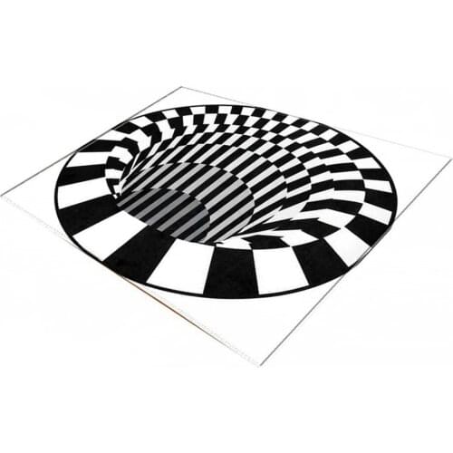 3D Rug Rectangle Illusion Rug Black and White Carpet Non Slip Area Rug