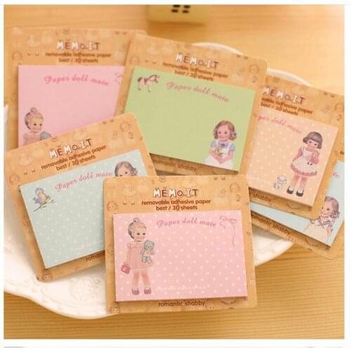 40pcs/lot NEW doll girl Notepad sticky note Memo message post Removable adhesive paper Wholesale