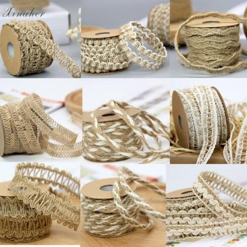 5M DIY Craft Vintage Natural Hessian Jute Twine Rope Wedding Party Burlap Ribbon Decor Home Spool Festival Scrapbooking 9 Styles