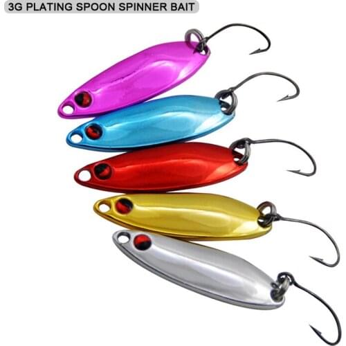 5pcs/Lot Metal 3g Spoon Lure Set Colorful Spoons Spinner Artificial Hard Baits Single Hook Fishing Lures