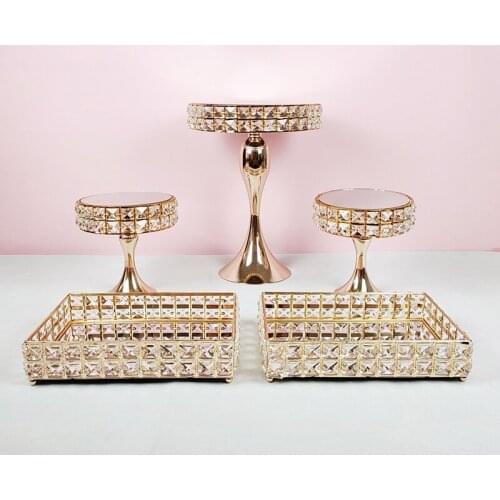 3pcs-6pcs Square Crystal cake plate stand wedding cupcake stand