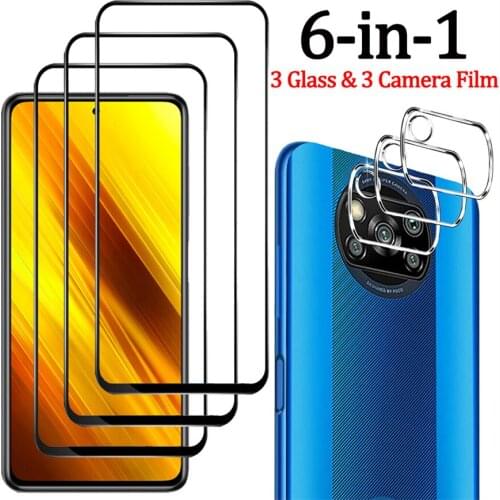 6-in-1,armor glass for poco-x3 xiaomi poco f3 tempered glass pocophone f2 pro screen protector poco x3 pro mi poco x 3 nfc glass