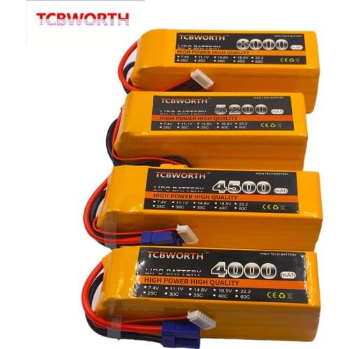 22.2V RC Airplane LiPo Battery 6S 3500mAh 4000mAh 4500mAh 5000mAh 5200mAh6000mAh 30C 40C 60C For RC Helicopter Drone Car 6S AKKU